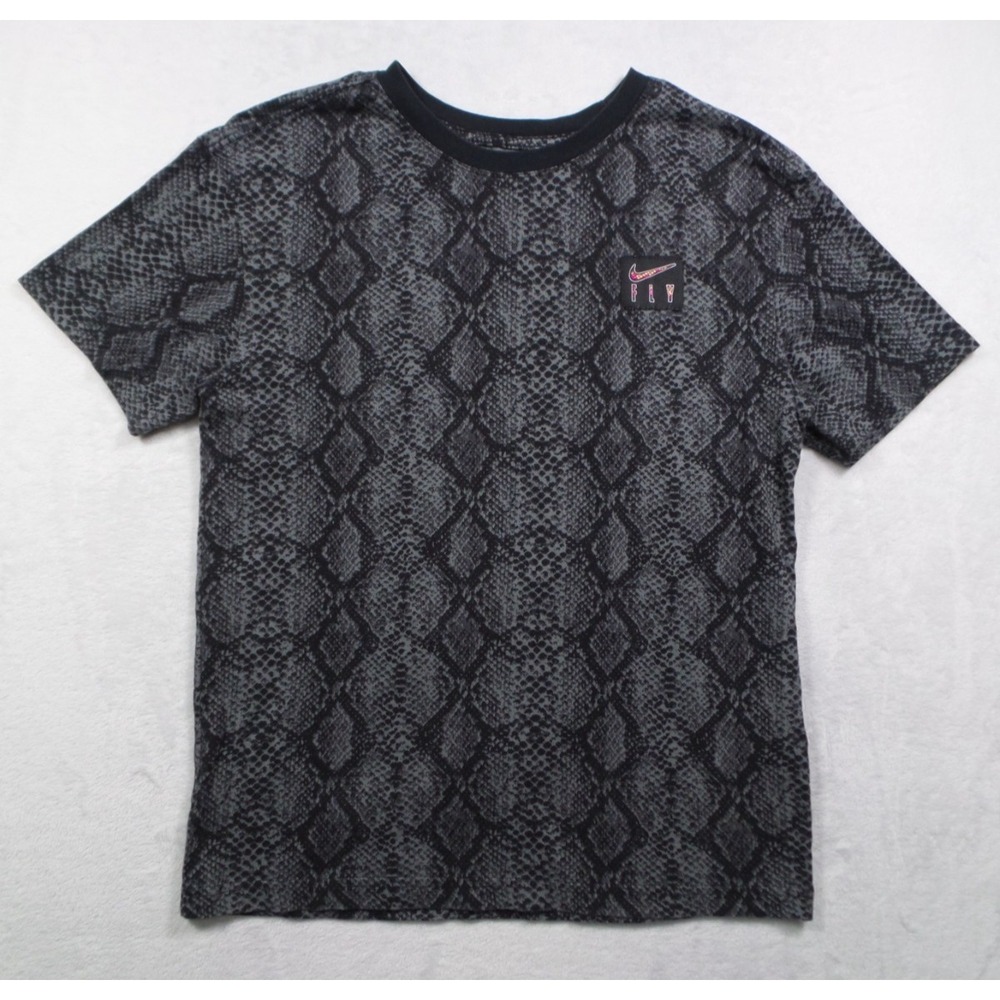 Nike Fly Shirt Womens Size XS Black Snake All Over Print Short Sleeve Loose Fit